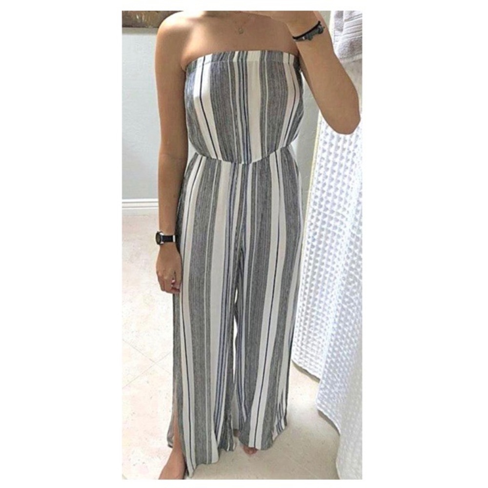 Lani Caifornia Strapless Striped Jumpsuit - Large